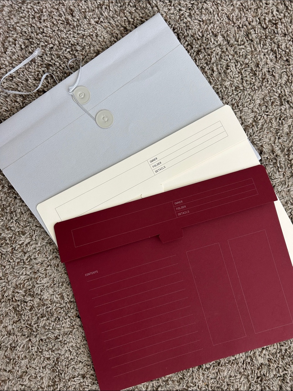 Cloth and Paper- Burgundy, Cream & Light Gray Blue Envelopes
